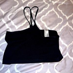 i’m selling a cute crossover crop black shirt!